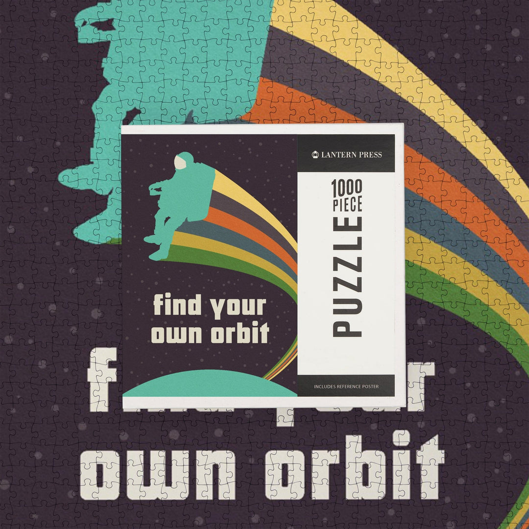 Space Is The Place Collection, Rainbow Astronaut With Jetpack, Find Your Own Orbit, Jigsaw Puzzle Puzzle Lantern Press 