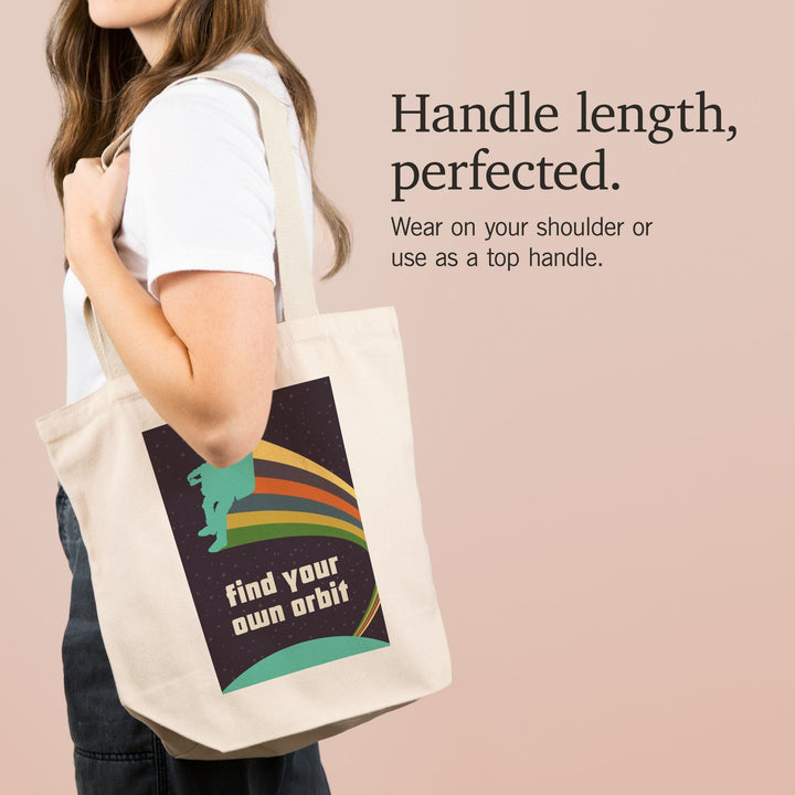 Space Is The Place Collection, Rainbow Astronaut With Jetpack, Find Your Own Orbit, Tote Bag Totes Lantern Press 