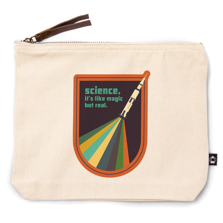 Space Is The Place Collection, Rainbow Rocket, Science It's Like Magic But Real, Contour, Accessory Go Bag Totes Lantern Press 