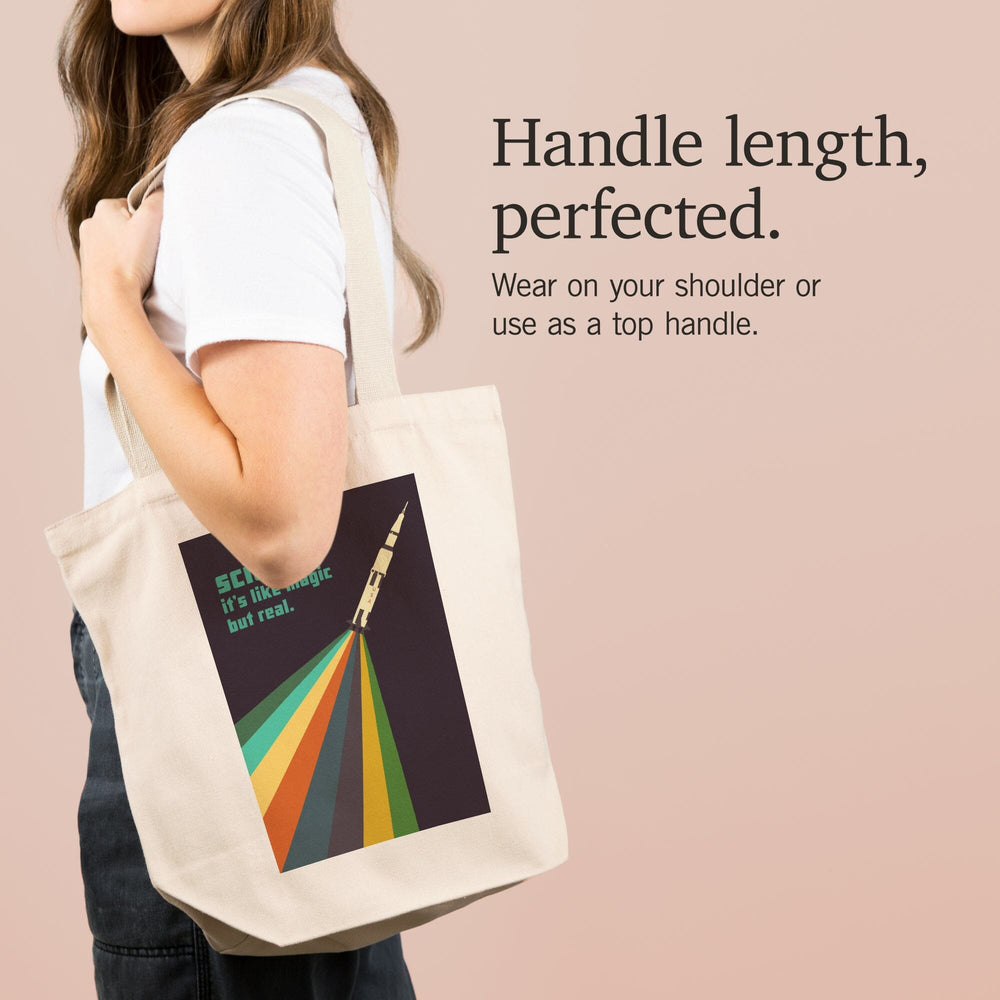 Space Is The Place Collection, Rainbow Rocket, Science It's Like Magic But Real, Tote Bag Totes Lantern Press 