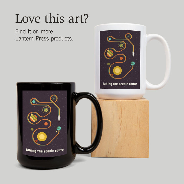 Space Is The Place Collection, Solar System, Taking The Scenic Route, Ceramic Mug Mugs Lantern Press 