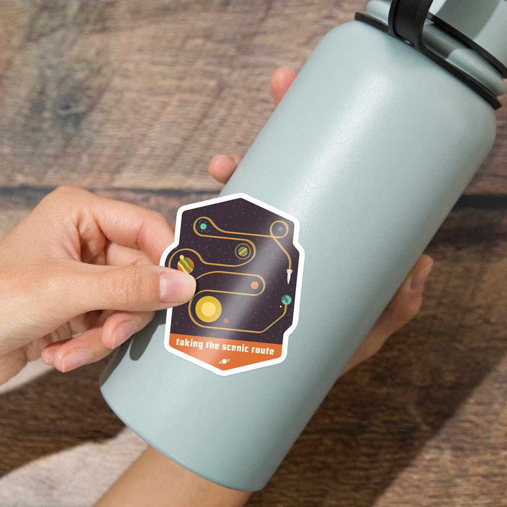 Space Is The Place Collection, Solar System, Taking The Scenic Route, Contour, Vinyl Sticker Sticker Lantern Press 
