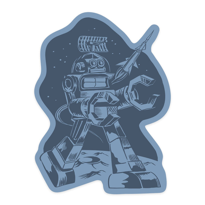 Space Robot, Contour, Vinyl Sticker Sticker Lantern Press 