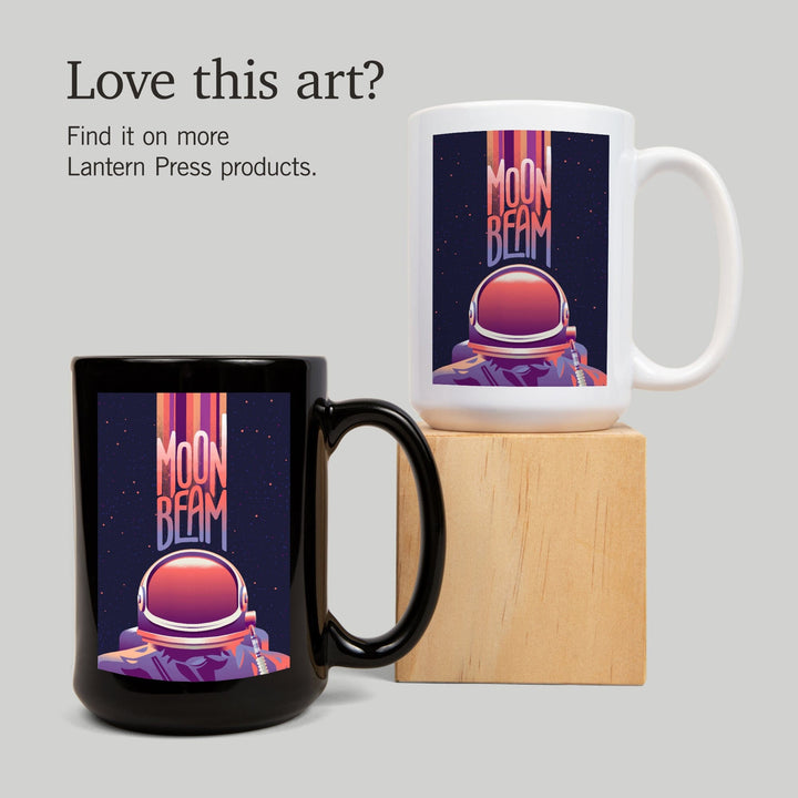 Spacethusiasm Collection, Astronaut, Moon Beam, Ceramic Mug Mugs Lantern Press 