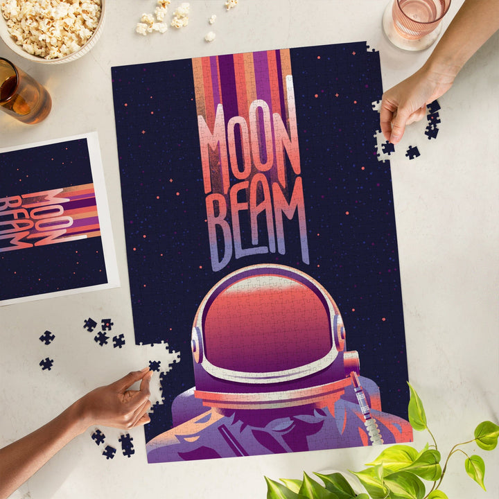 Spacethusiasm Collection, Astronaut, Moon Beam, Jigsaw Puzzle Puzzle Lantern Press 