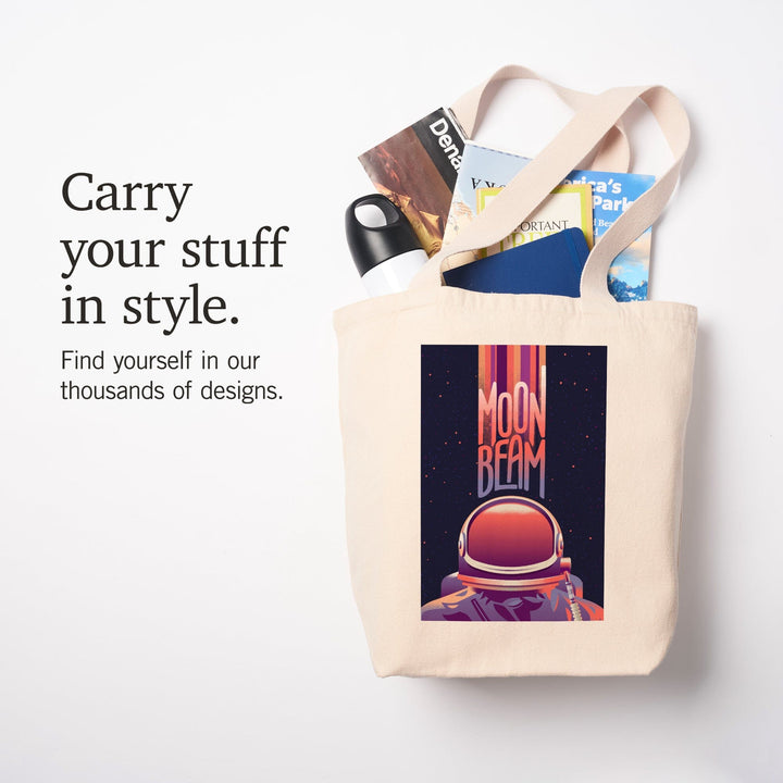 Spacethusiasm Collection, Astronaut, Moon Beam, Tote Bag Totes Lantern Press 