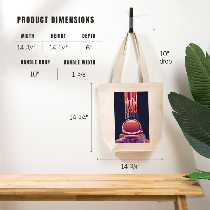 Spacethusiasm Collection, Astronaut, Moon Beam, Tote Bag Totes Lantern Press 