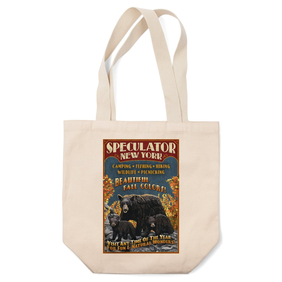 Speculator, New York, Black Bear Family Vintage Sign, Tote Bag Totes Lantern Press 