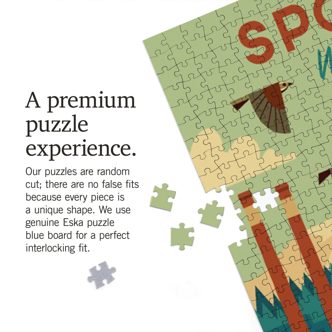 Spokane, Washington, Geometric, Jigsaw Puzzle Puzzle Lantern Press 