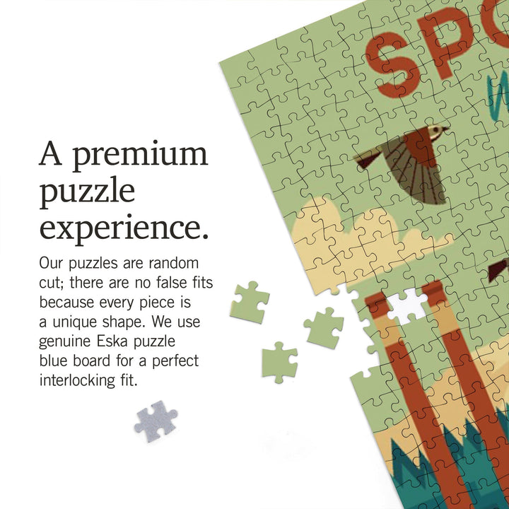 Spokane, Washington, Geometric, Jigsaw Puzzle Puzzle Lantern Press 