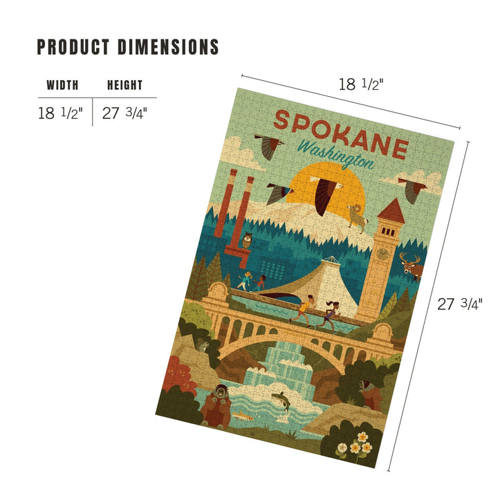 Spokane, Washington, Geometric, Jigsaw Puzzle Puzzle Lantern Press 