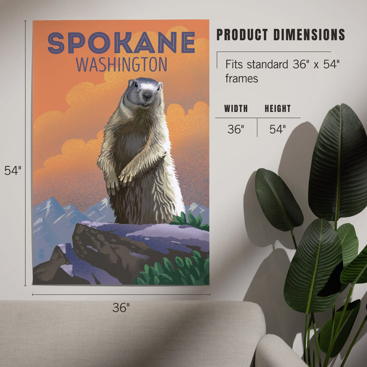 Spokane, Washington, Marmot, Lithograph, Art & Giclee Prints Art Lantern Press 