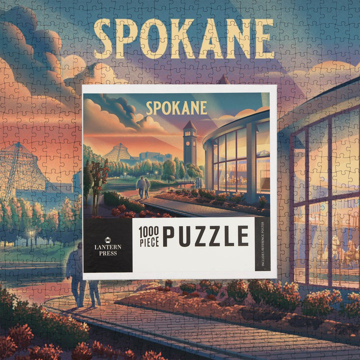 Spokane, Washington, Riverfront Park, Lithograph, Jigsaw Puzzle Puzzle Lantern Press 