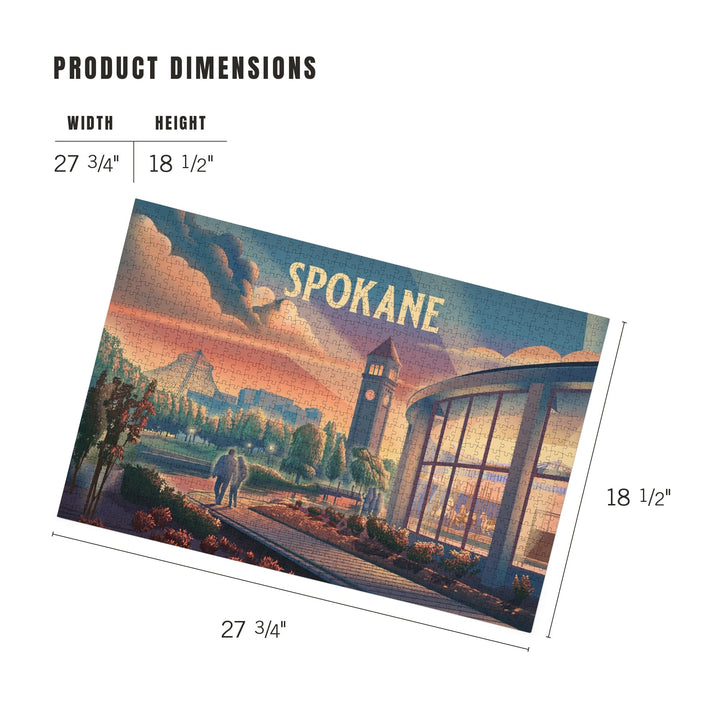 Spokane, Washington, Riverfront Park, Lithograph, Jigsaw Puzzle Puzzle Lantern Press 