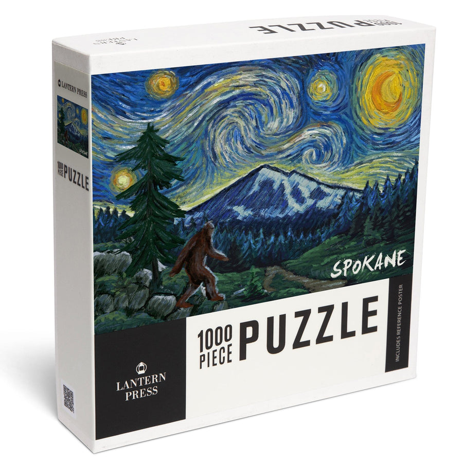 Spokane, Washington, Starry Night, Bigfoot, Jigsaw Puzzle Puzzle Lantern Press 