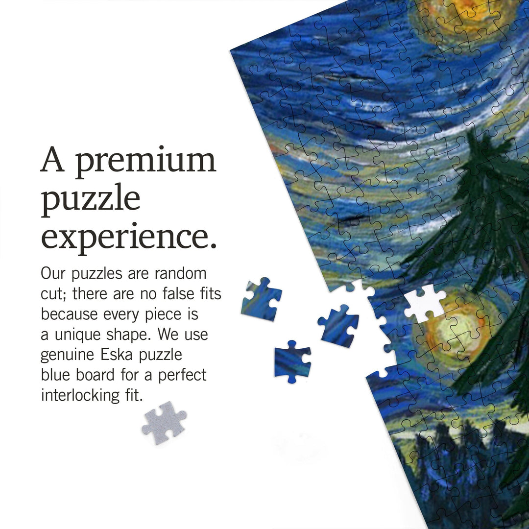 Spokane, Washington, Starry Night, Bigfoot, Jigsaw Puzzle Puzzle Lantern Press 