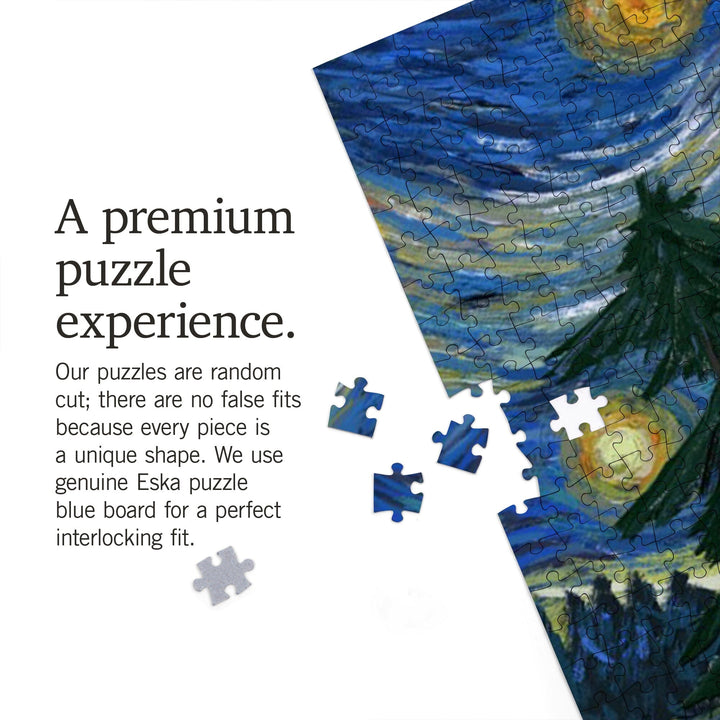 Spokane, Washington, Starry Night, Bigfoot, Jigsaw Puzzle Puzzle Lantern Press 
