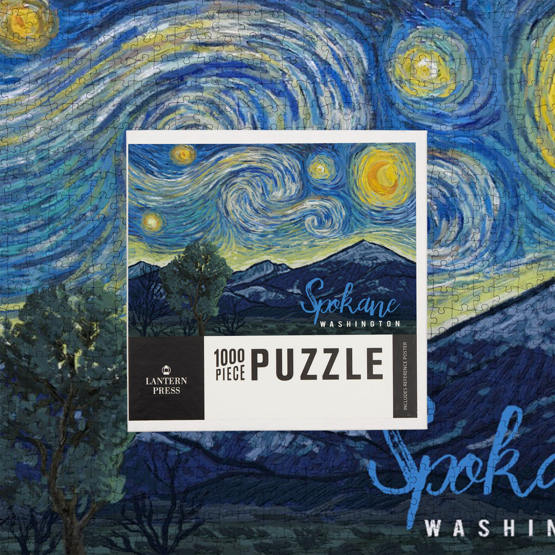 Spokane, Washington, Starry Night, Jigsaw Puzzle Puzzle Lantern Press 