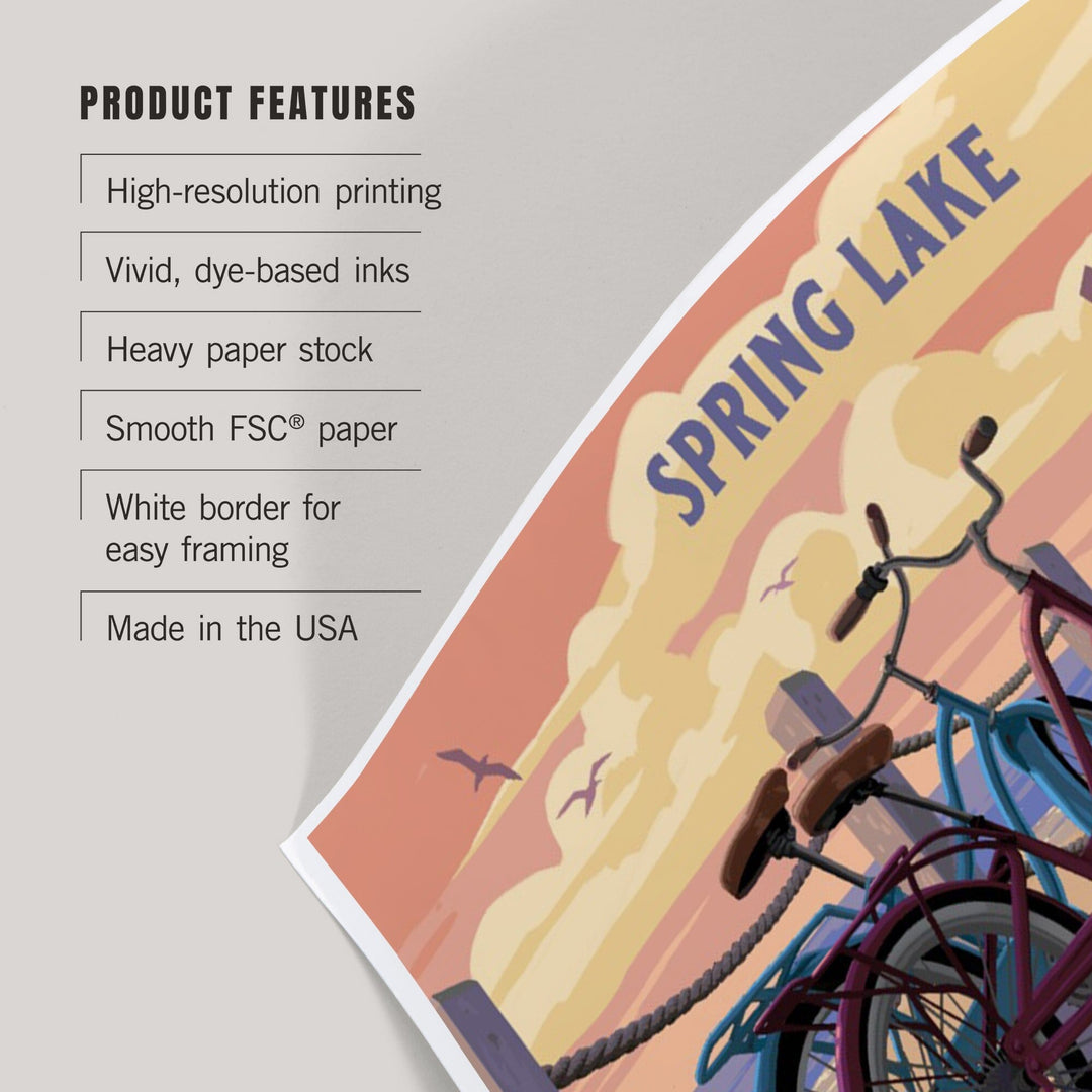 Spring Lake, New Jersey, Painterly, The Beach Is Calling, Beach Bikes, Art & Giclee Prints Art Lantern Press 