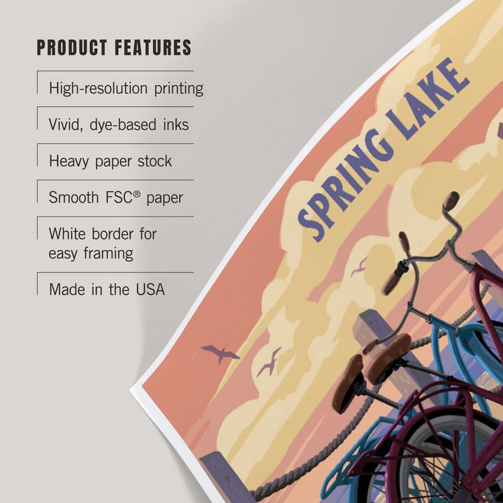 Spring Lake, New Jersey, Painterly, The Beach Is Calling, Beach Bikes, Art & Giclee Prints Art Lantern Press 