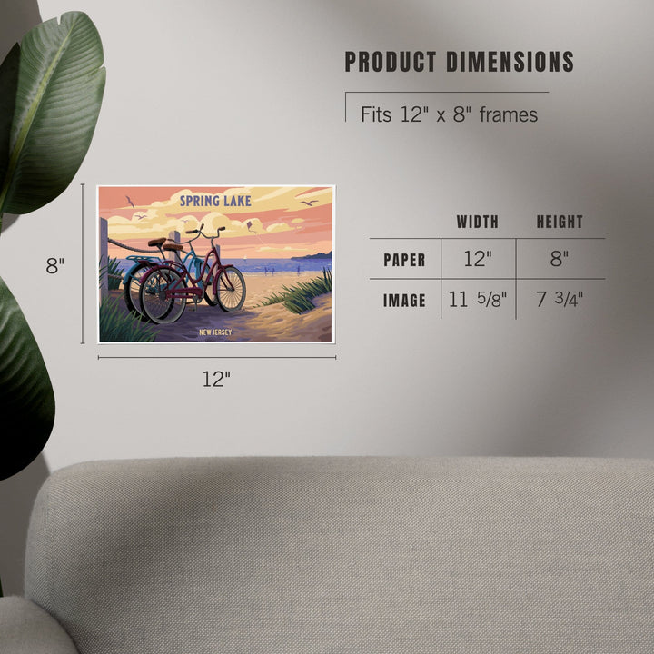 Spring Lake, New Jersey, Painterly, The Beach Is Calling, Beach Bikes, Art & Giclee Prints Art Lantern Press 