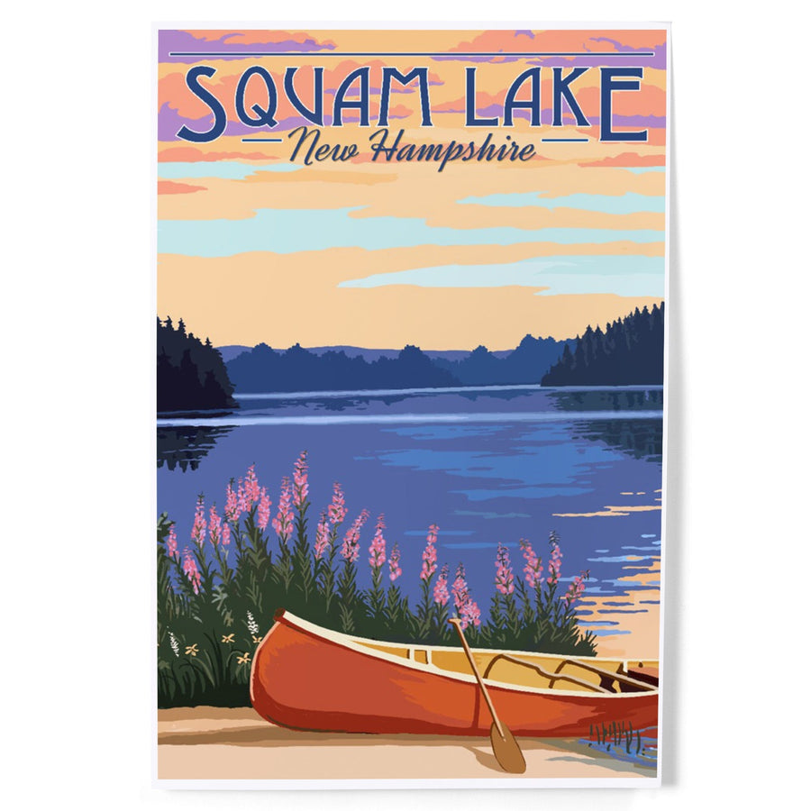 Squam Lake, New Hampshire, Canoe and Lake, Art & Giclee Prints Art Lantern Press 