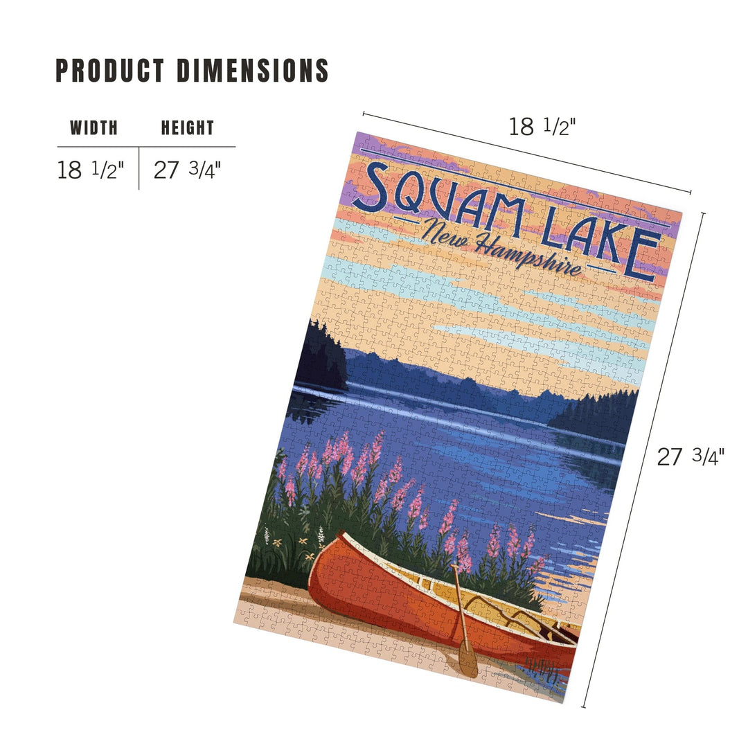 Squam Lake, New Hampshire, Canoe and Lake, Jigsaw Puzzle Puzzle Lantern Press 