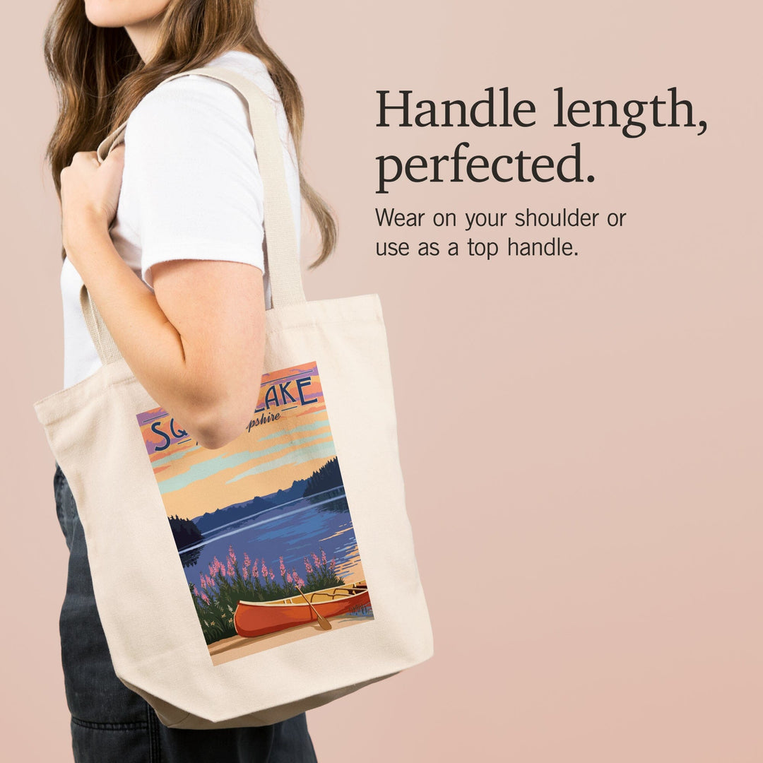 Squam Lake, New Hampshire, Canoe & Lake, Lantern Press Artwork, Tote Bag Totes Lantern Press 