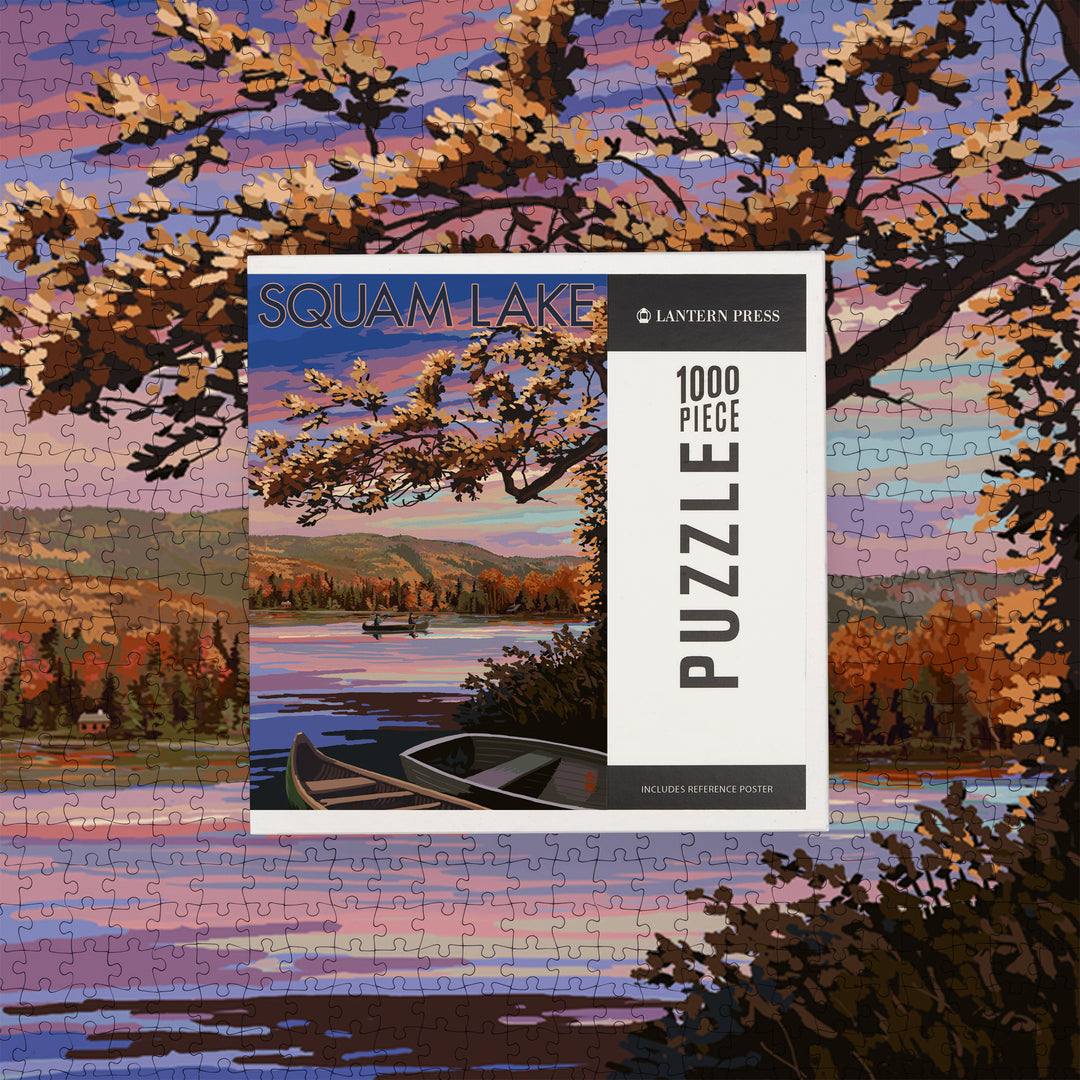 Squam Lake, New Hampshire, Lake at Dusk, Jigsaw Puzzle Puzzle Lantern Press 