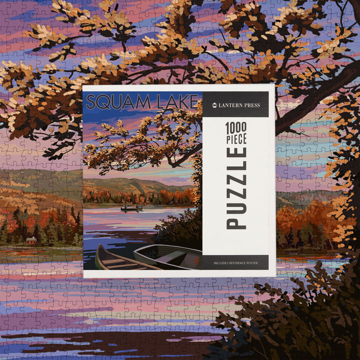 Squam Lake, New Hampshire, Lake at Dusk, Jigsaw Puzzle Puzzle Lantern Press 