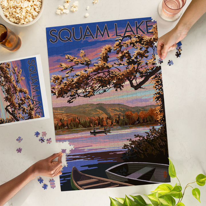 Squam Lake, New Hampshire, Lake at Dusk, Jigsaw Puzzle Puzzle Lantern Press 