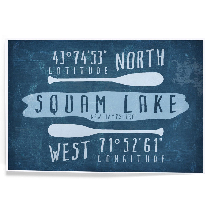 Squam Lake, New Hampshire, Lake Essentials, Latitude and Longitude, Art & Giclee Prints Art Lantern Press 
