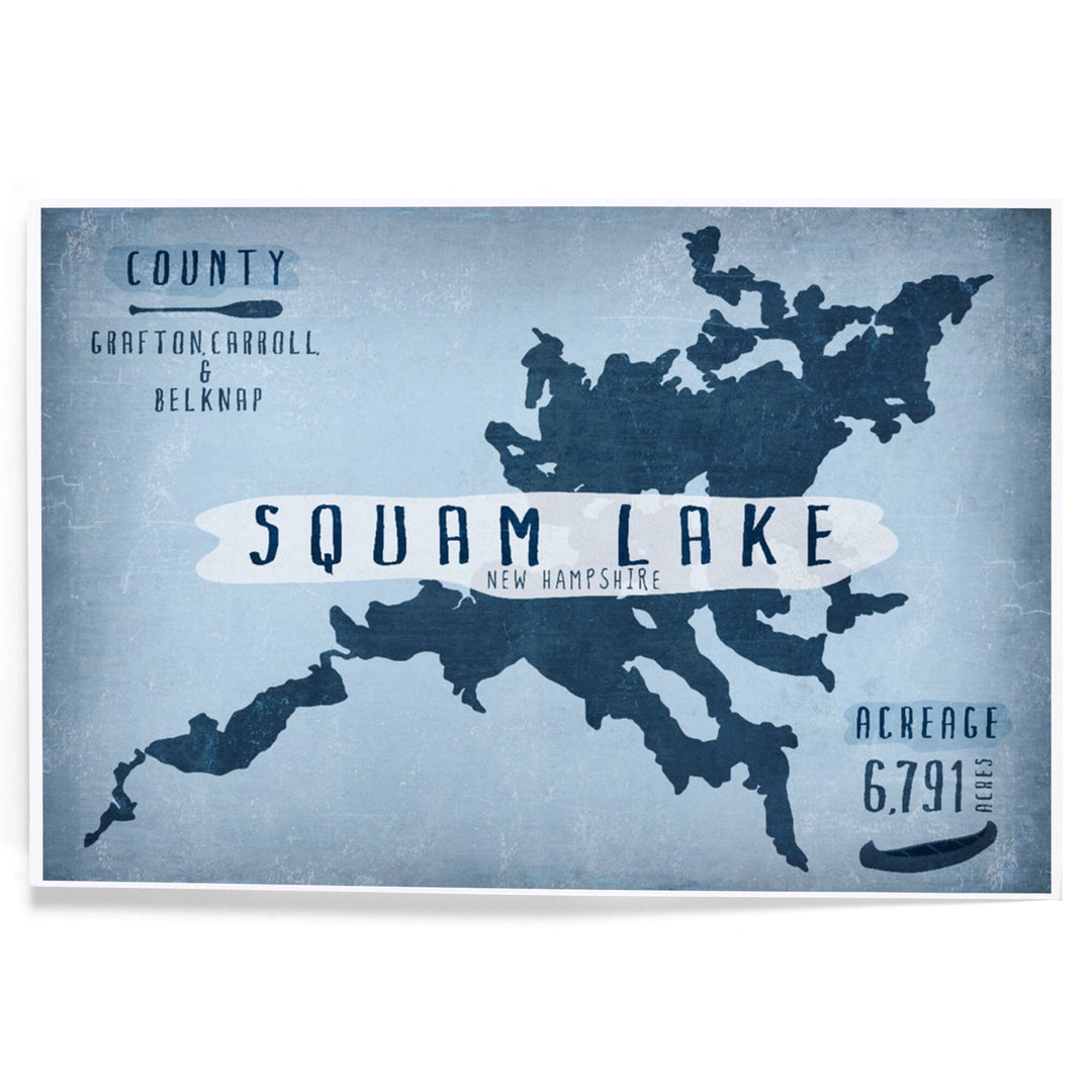 Squam Lake, New Hampshire, Lake Essentials, Shape, Acreage and County, Art & Giclee Prints Art Lantern Press 
