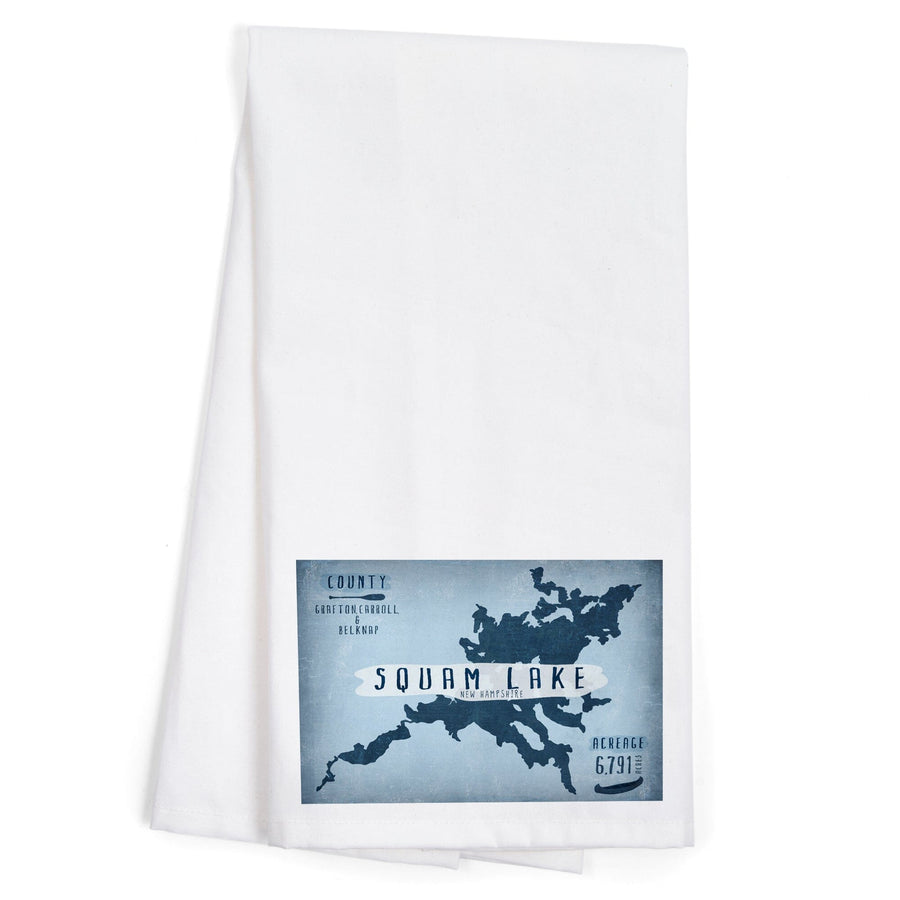 Squam Lake, New Hampshire, Lake Essentials, Shape, Acreage and County, Organic Cotton Kitchen Tea Towels Kitchen Lantern Press 