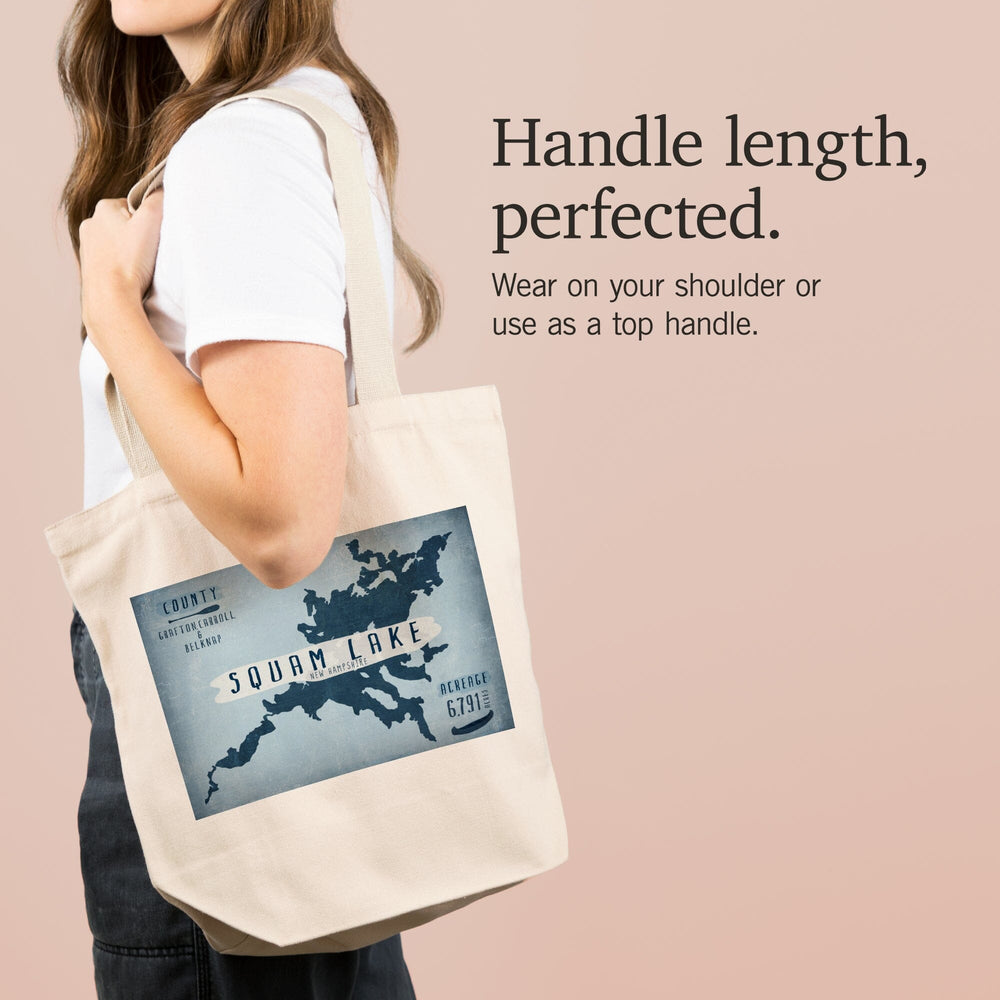 Squam Lake, New Hampshire, Lake Essentials, Shape, Acreage and County, Tote Bag Totes Lantern Press 