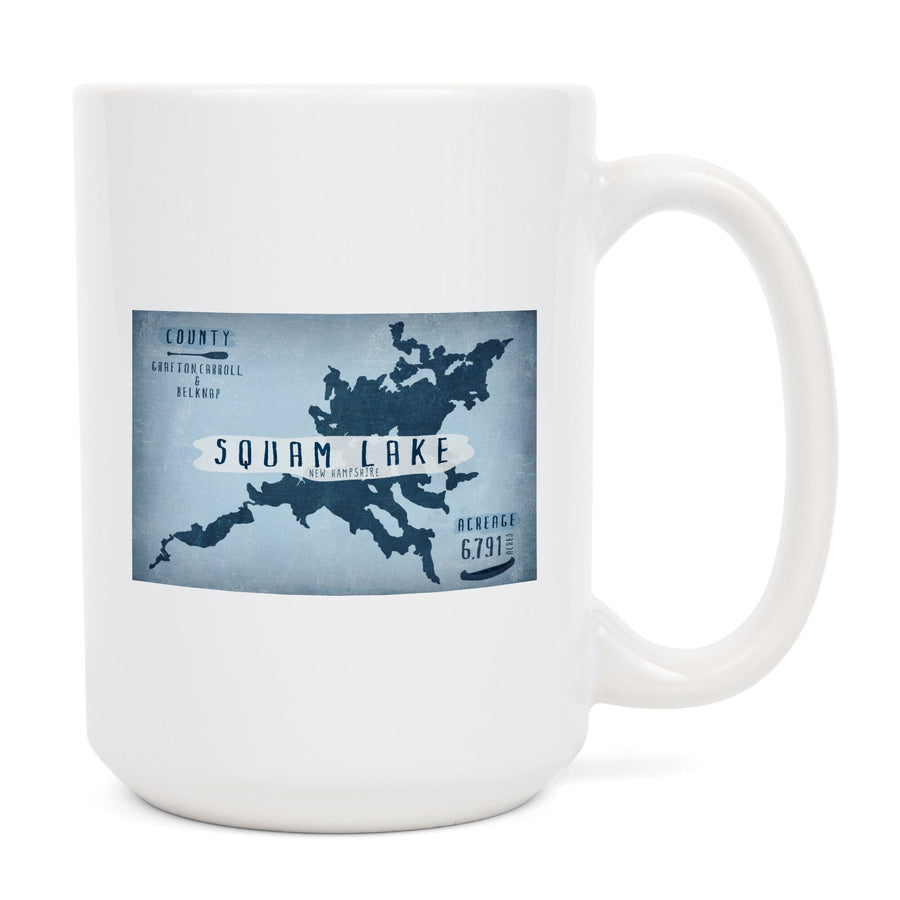 Squam Lake, New Hampshire, Lake Essentials, Shape, Acreage & County, Lantern Press Artwork, Ceramic Mug Mugs Lantern Press 