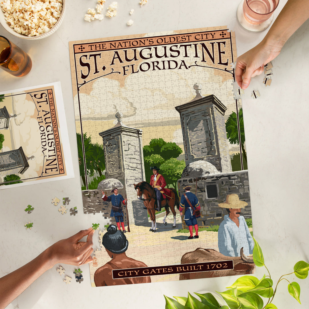 St. Augustine, Florida, City Gates, Jigsaw Puzzle Puzzle Lantern Press 