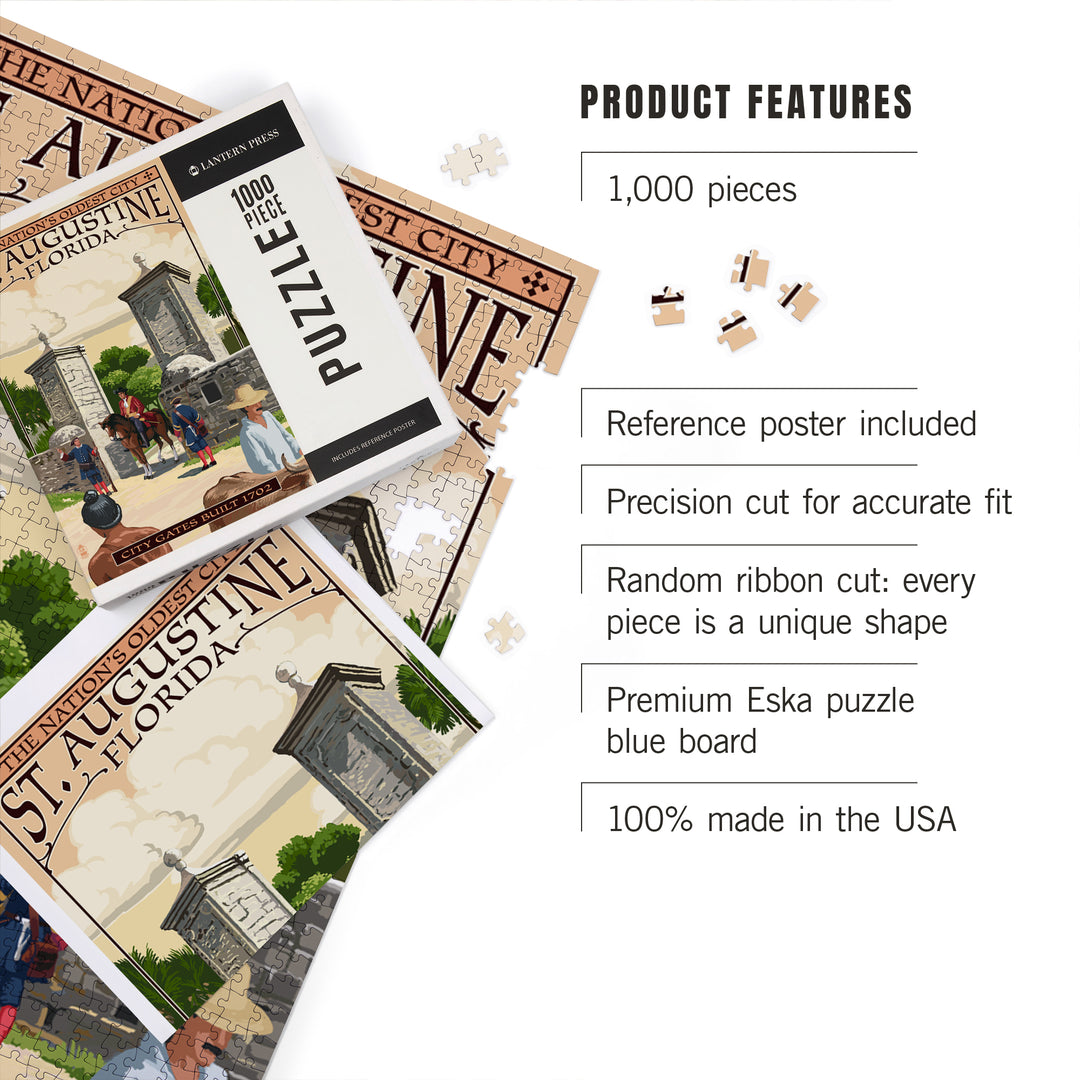 St. Augustine, Florida, City Gates, Jigsaw Puzzle Puzzle Lantern Press 