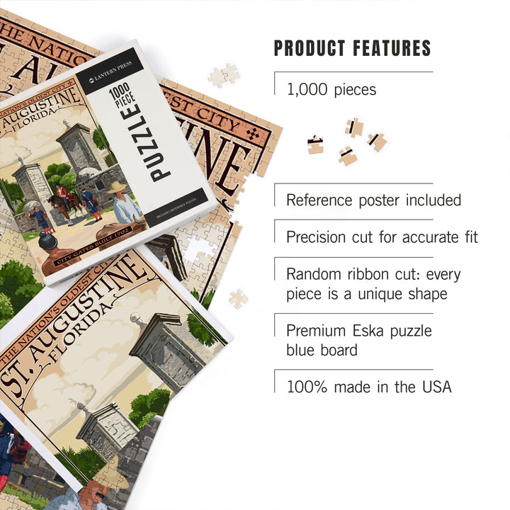 St. Augustine, Florida, City Gates, Jigsaw Puzzle Puzzle Lantern Press 