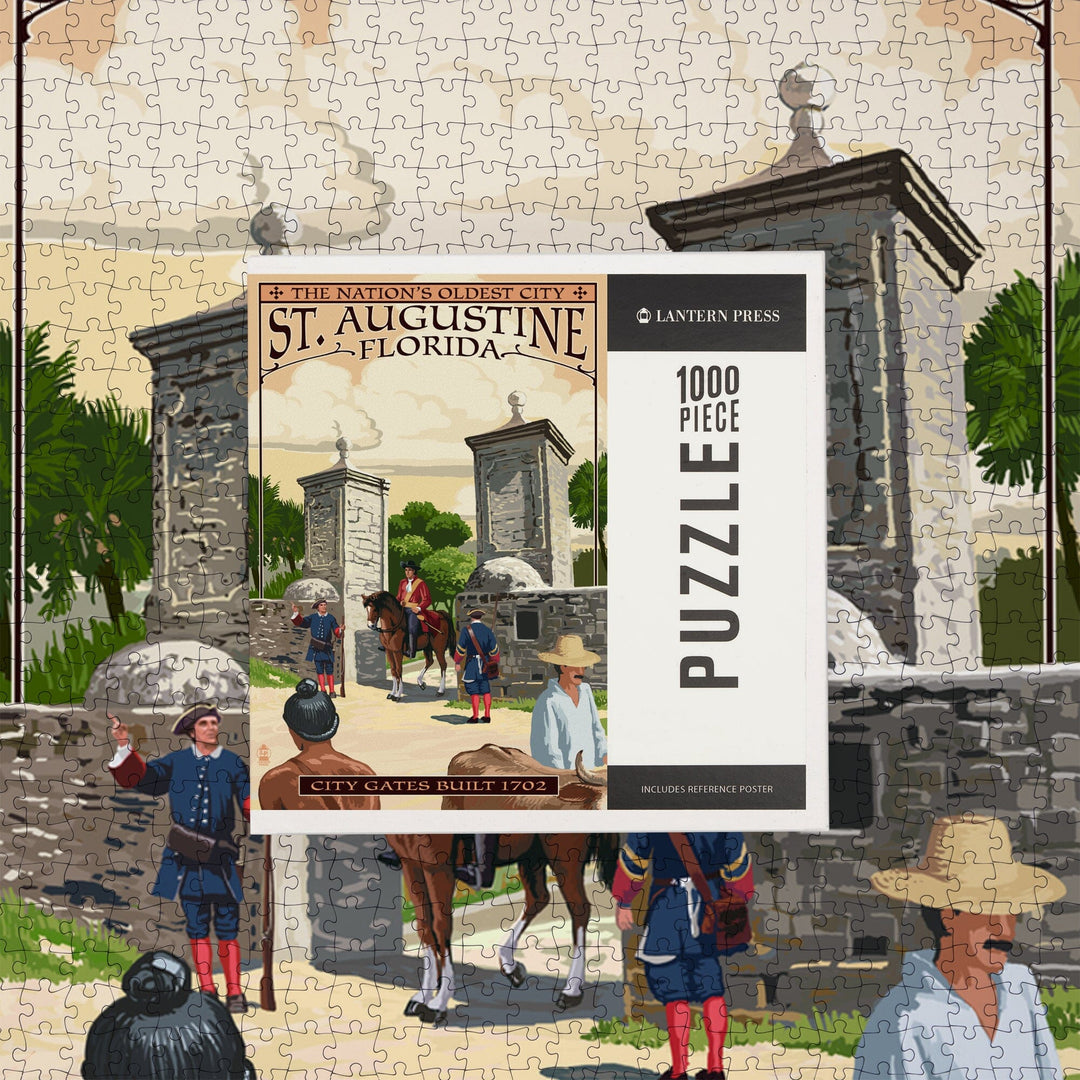 St. Augustine, Florida, City Gates, Jigsaw Puzzle Puzzle Lantern Press 
