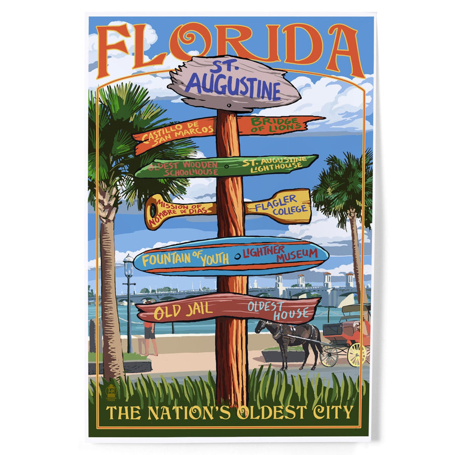 St. Augustine, Florida, Destinations Sign, Art & Giclee Prints Art Lantern Press 