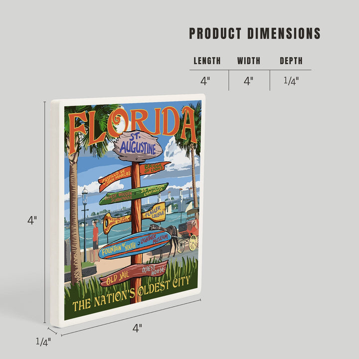 St. Augustine, Florida, Destinations Sign, Coasters Coasters Lantern Press 