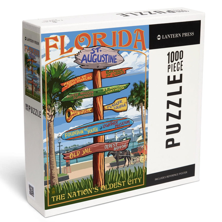 St. Augustine, Florida, Destinations Sign, Jigsaw Puzzle Puzzle Lantern Press 