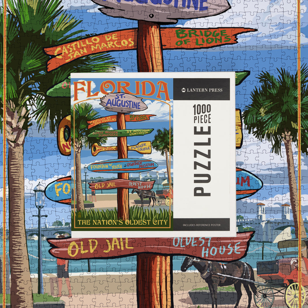 St. Augustine, Florida, Destinations Sign, Jigsaw Puzzle Puzzle Lantern Press 