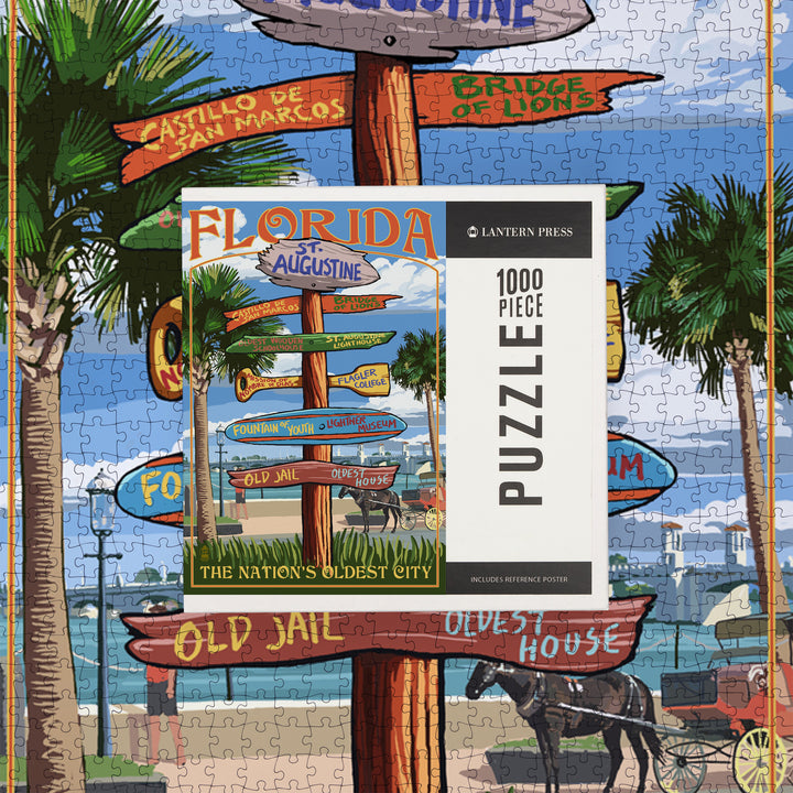 St. Augustine, Florida, Destinations Sign, Jigsaw Puzzle Puzzle Lantern Press 