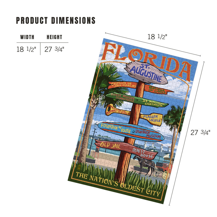 St. Augustine, Florida, Destinations Sign, Jigsaw Puzzle Puzzle Lantern Press 