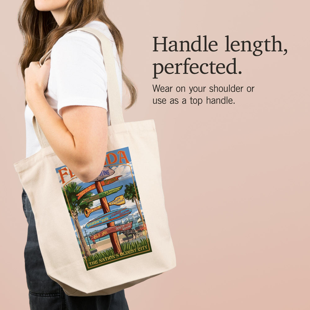 St. Augustine, Florida, Destinations Sign, Tote Bag Totes Lantern Press 