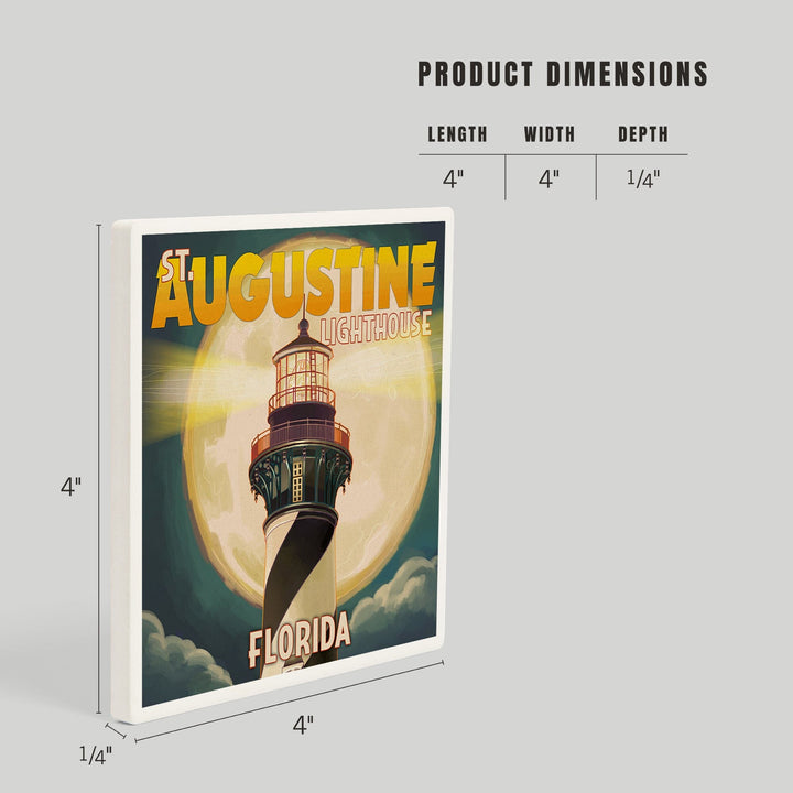 St. Augustine, Florida, Lighthouse and Moon, Coasters Coasters Lantern Press 