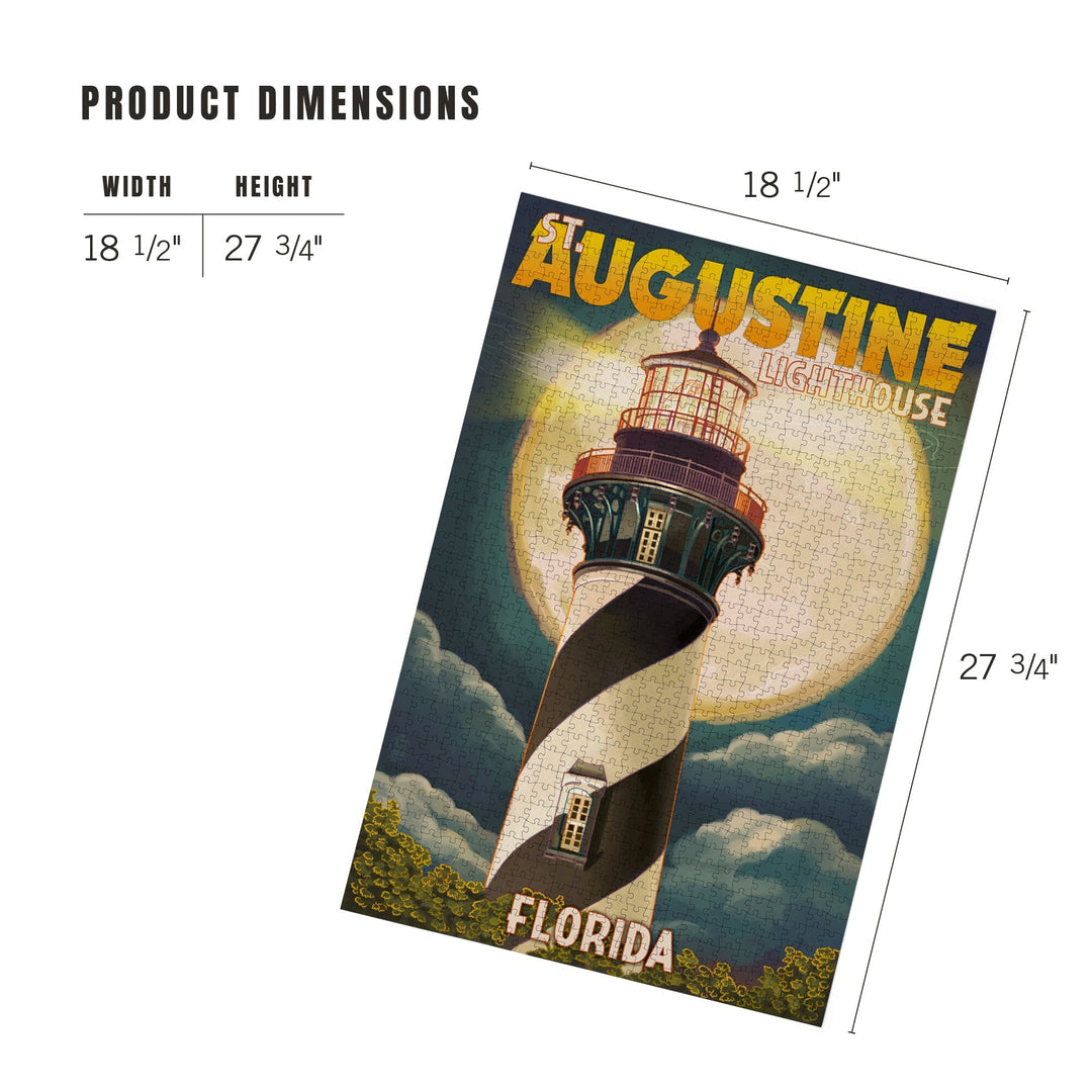 St. Augustine, Florida, Lighthouse and Moon, Jigsaw Puzzle Puzzle Lantern Press 