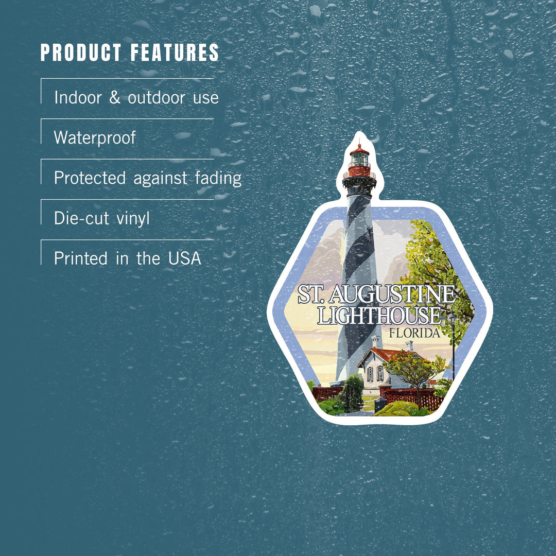 St. Augustine, Florida Lighthouse, Contour, Vinyl Sticker Sticker Lantern Press 